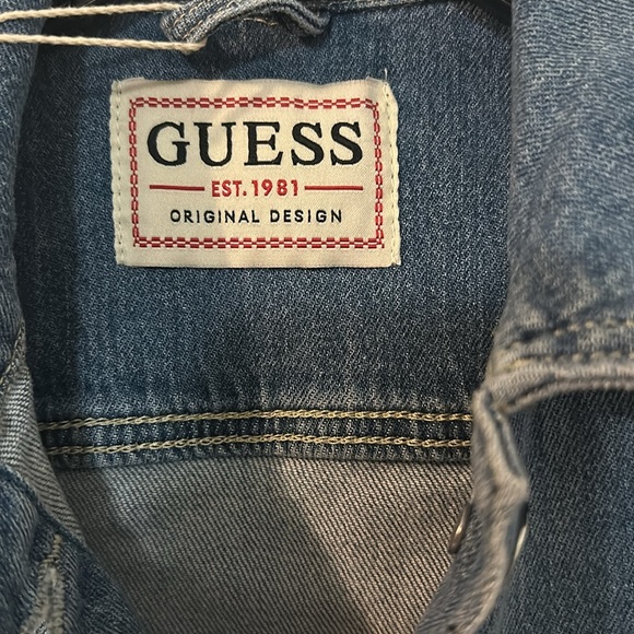 Guess Womens Doria Blue Denim Short Collared Denim Jacket Coat NWT Los Angeles - Picture 6 of 7